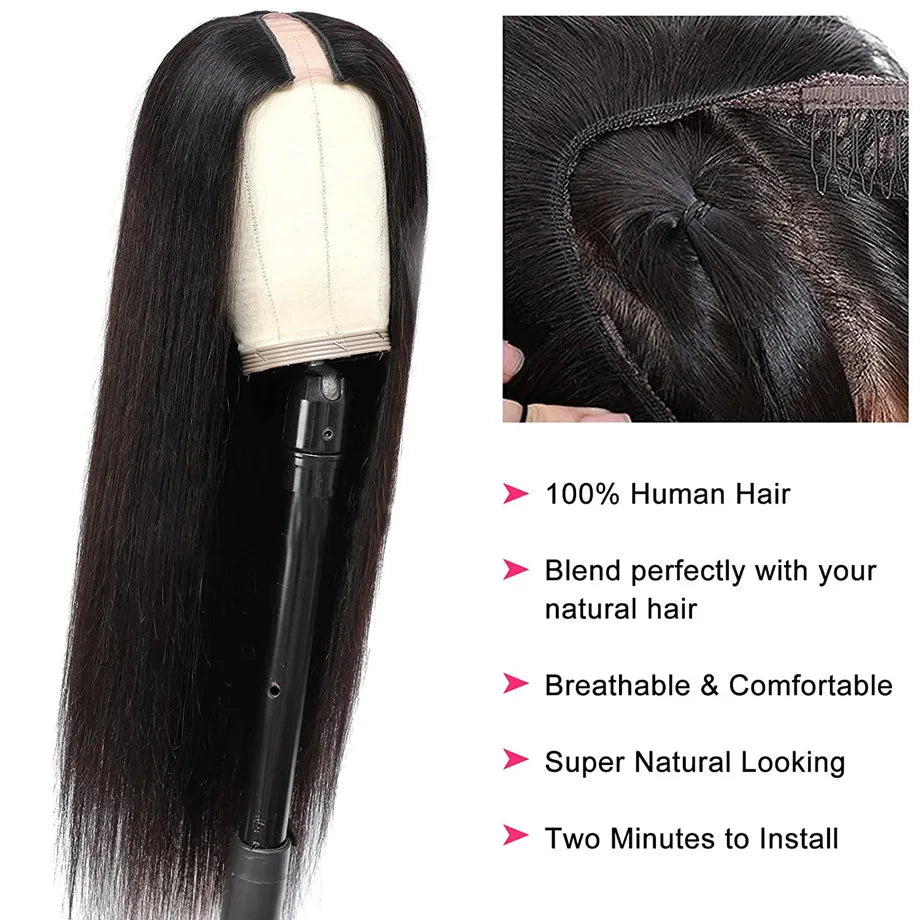Perruque U Part Lisse Cheveux Naturels