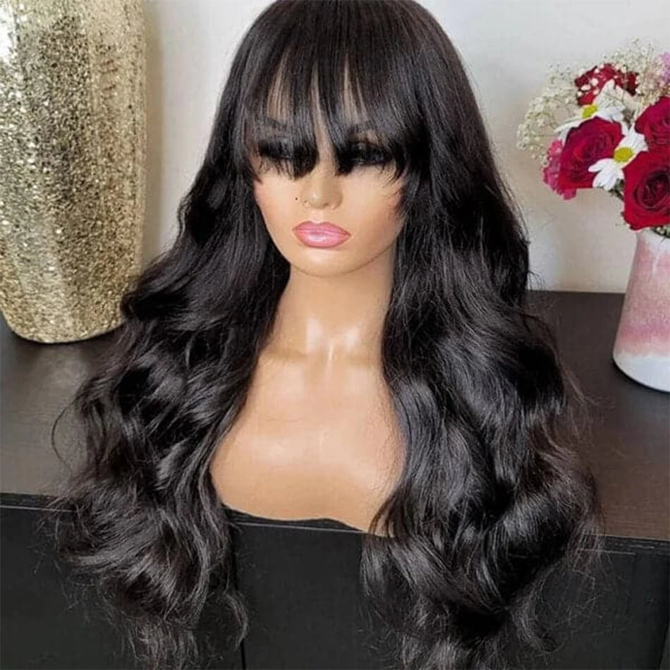 Perruque Body Wave Avec Frange Sans Colle