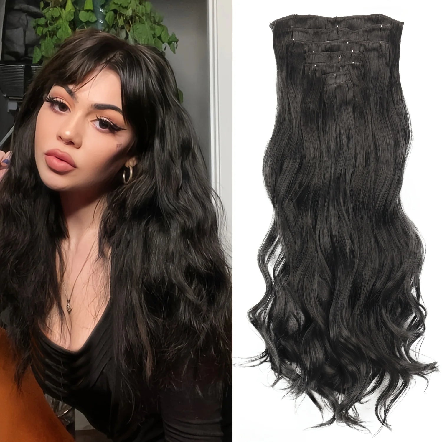 Extensions Clip 7 Pièces Lisses Noires