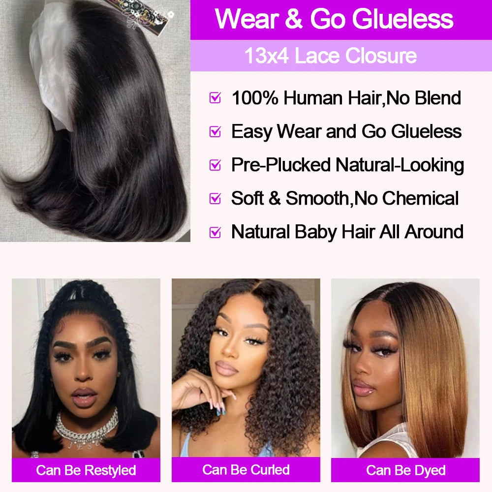 Perruque Carré Lisse Lace Front HD