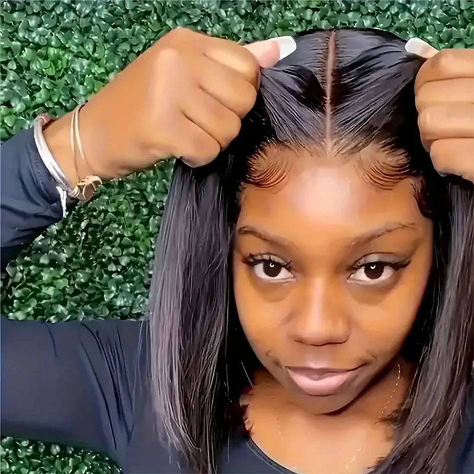 Perruque Carré Court Lisse Sans Colle HD