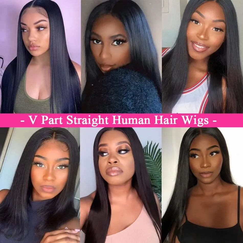 Perruque V Part Cheveux Humains Sans Colle