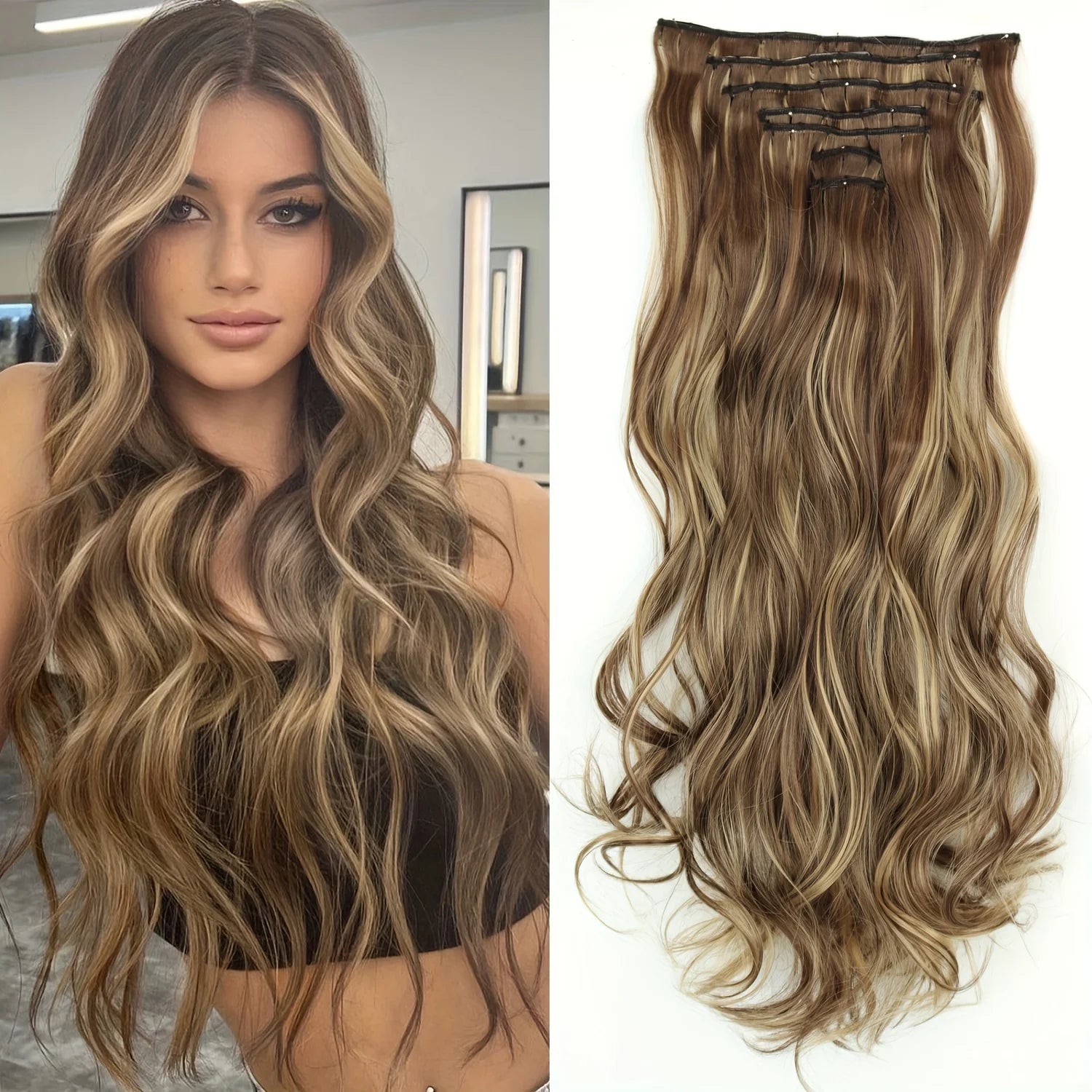 Extensions Clip 7 Pièces Lisses Noires