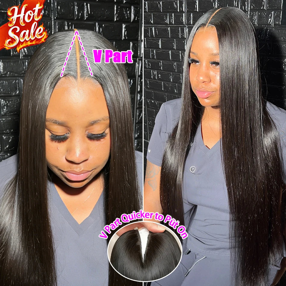 Perruque V Part Lisse 250% Densité (