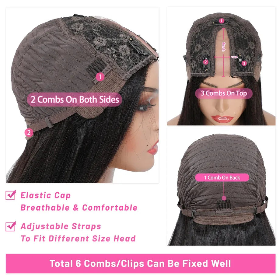 Perruque U Part Lisse Cheveux Naturels