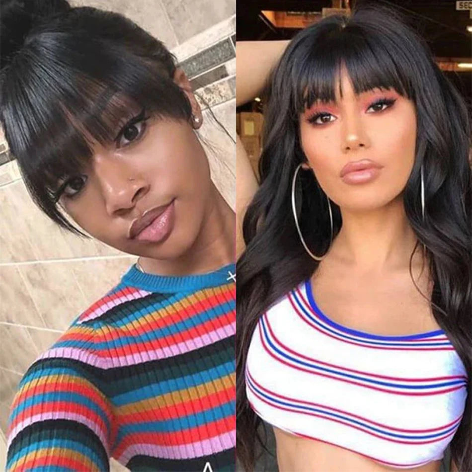 Perruque Body Wave Avec Frange Sans Colle