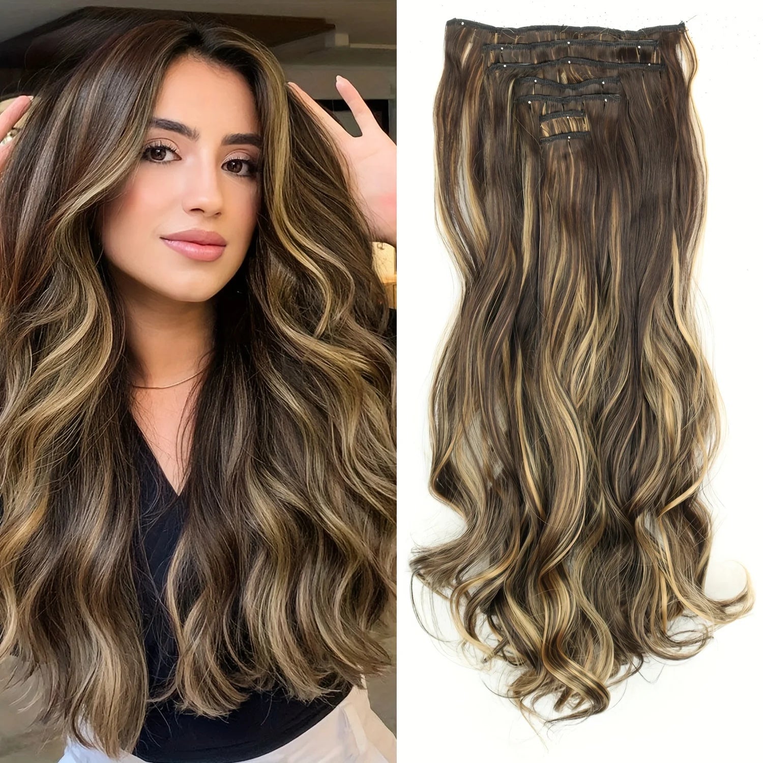 Extensions Clip 7 Pièces Lisses Noires