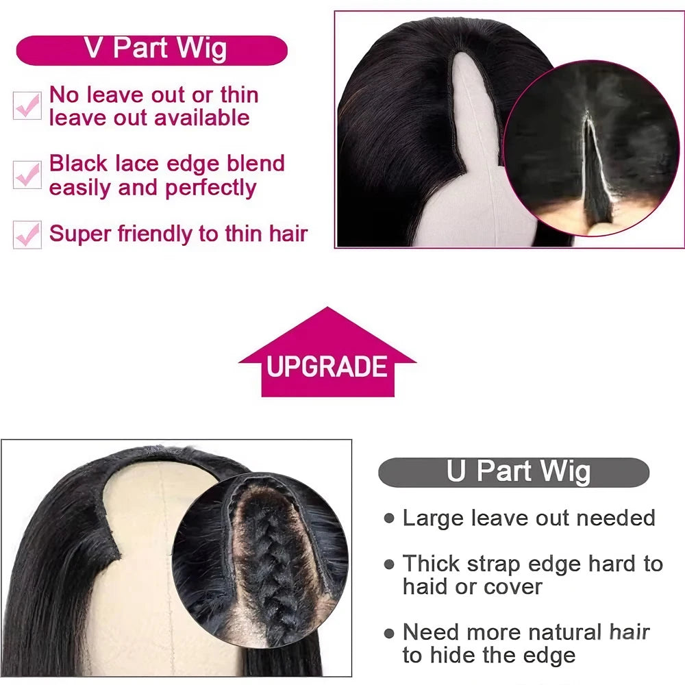 Perruque V Part Lisse 250% Densité (