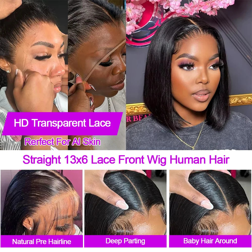 Perruque Carré Lisse Lace Front HD