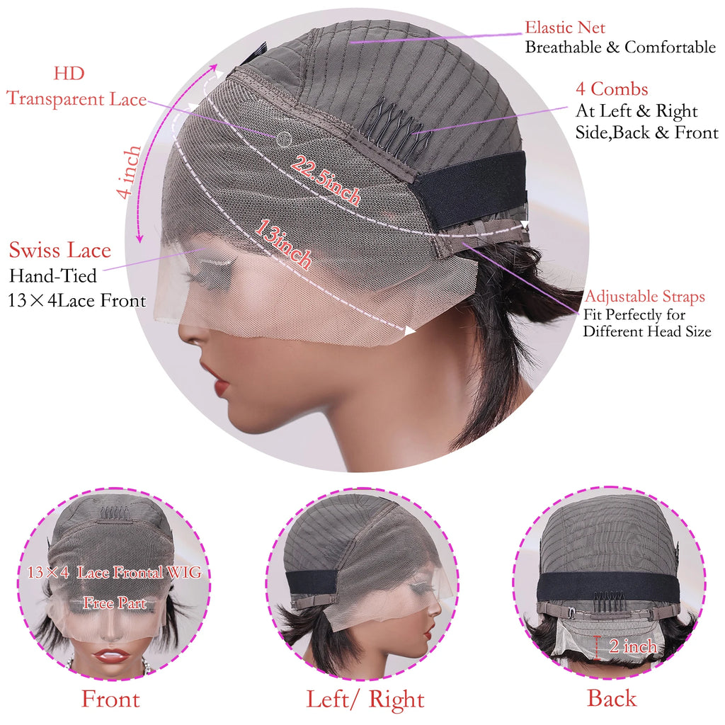 Perruque Pixie Lisse Lace Front Naturelle