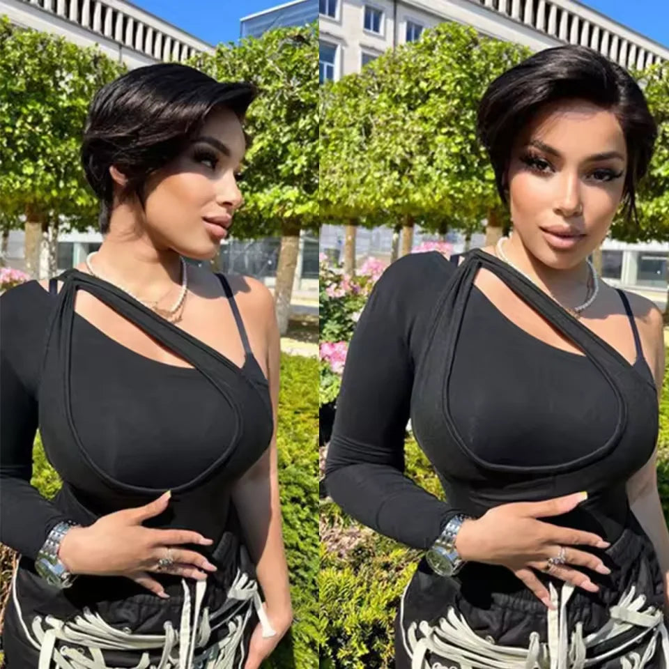 Perruque Pixie Lisse Lace Front Naturelle