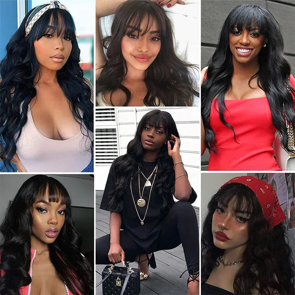 Perruque Body Wave Avec Frange Sans Colle