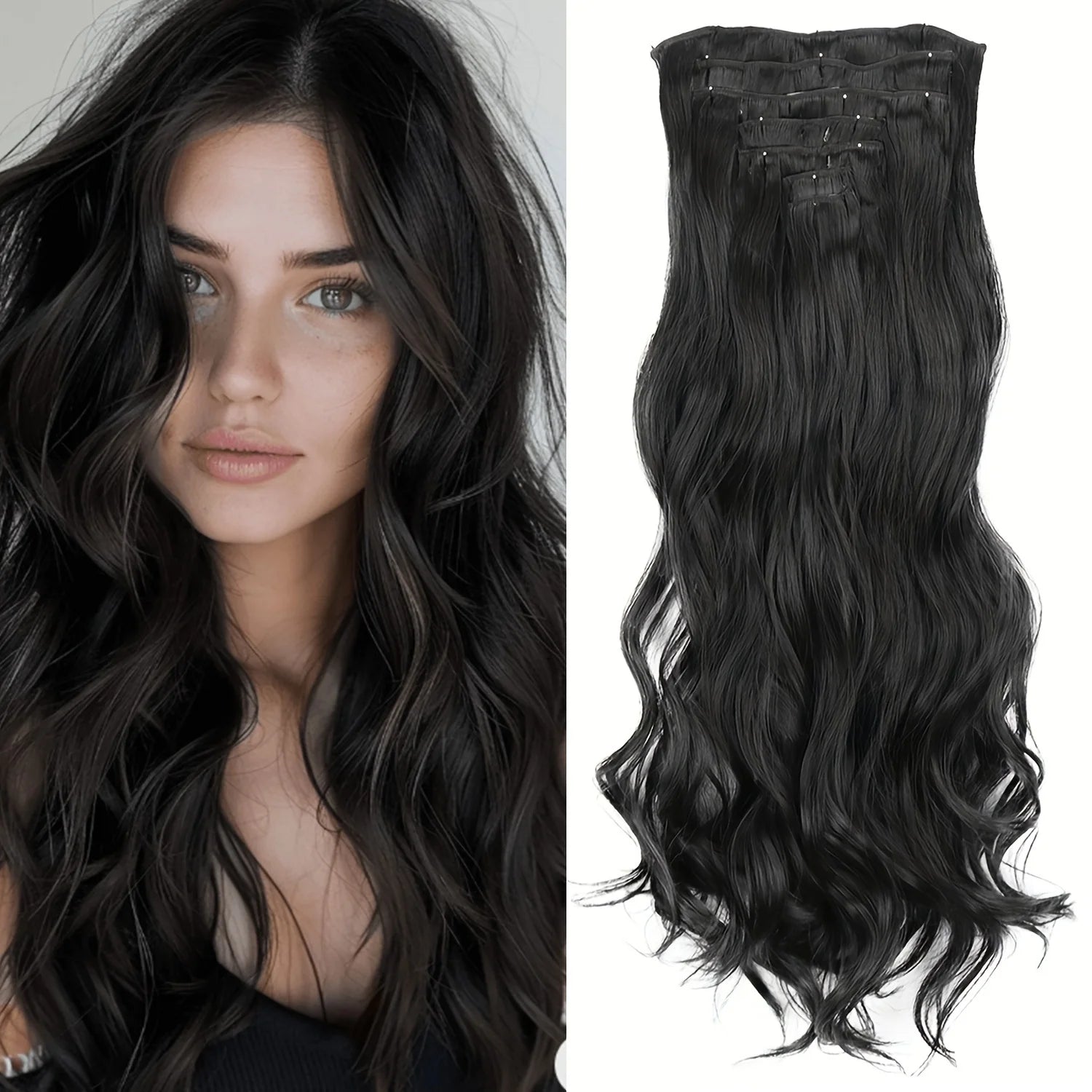 Extensions Clip 7 Pièces Lisses Noires