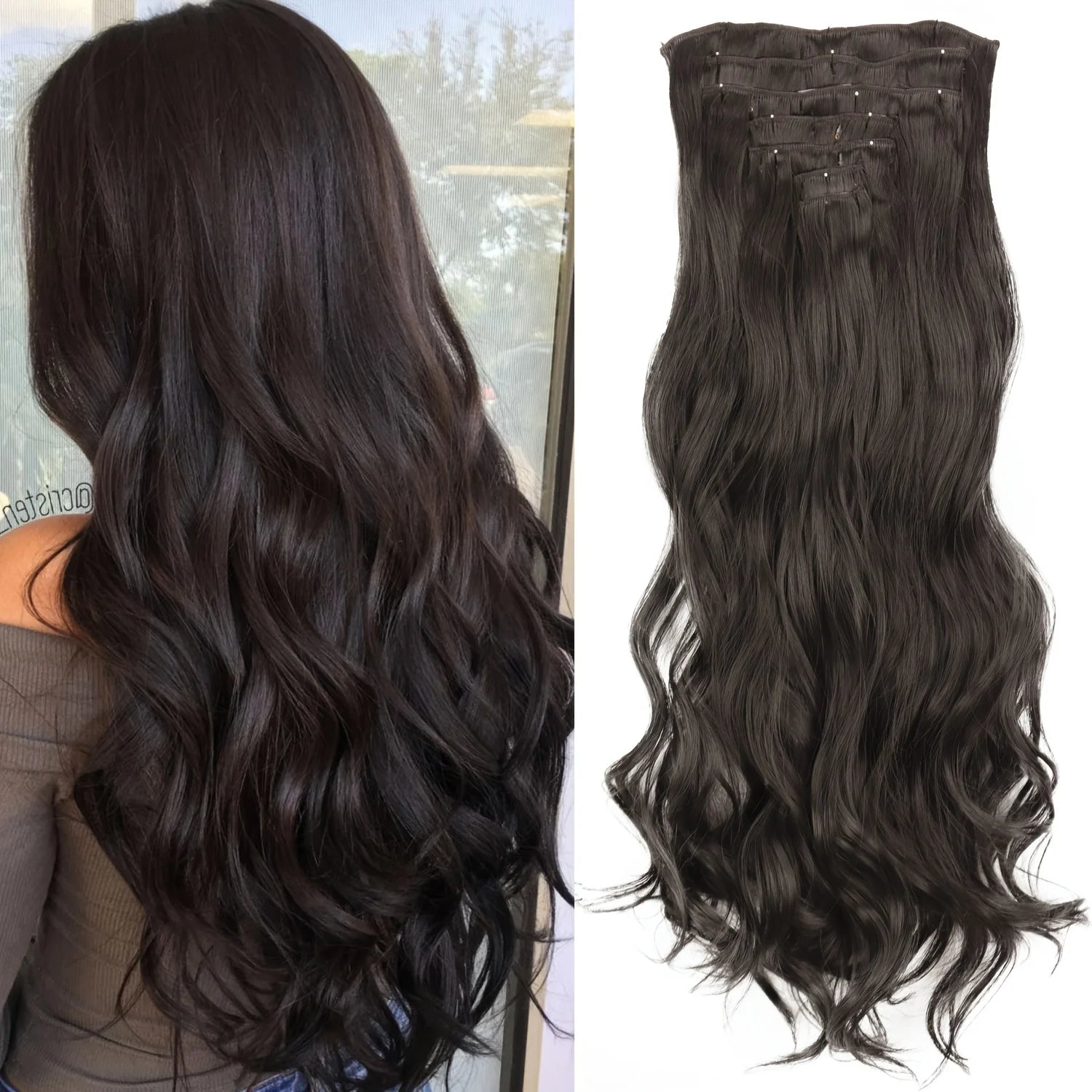 Extensions Clip 7 Pièces Lisses Noires