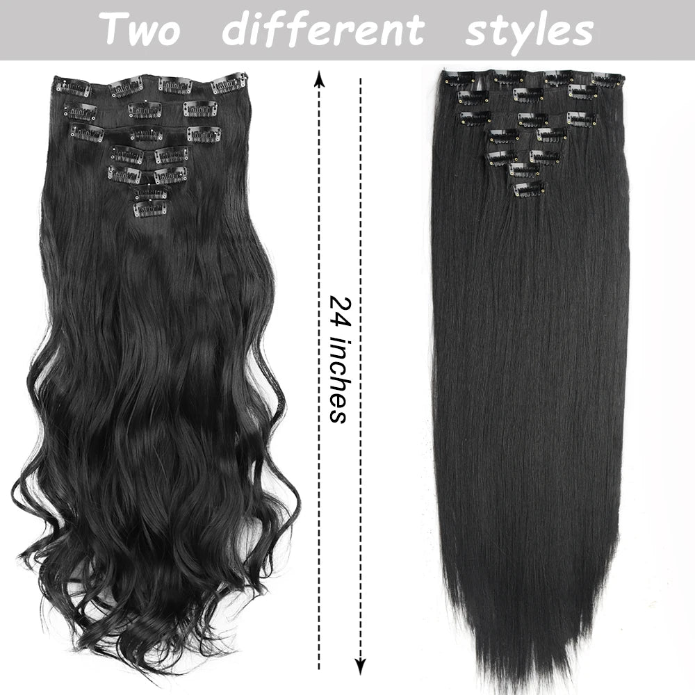 Extensions Clip 7 Pièces Lisses Noires