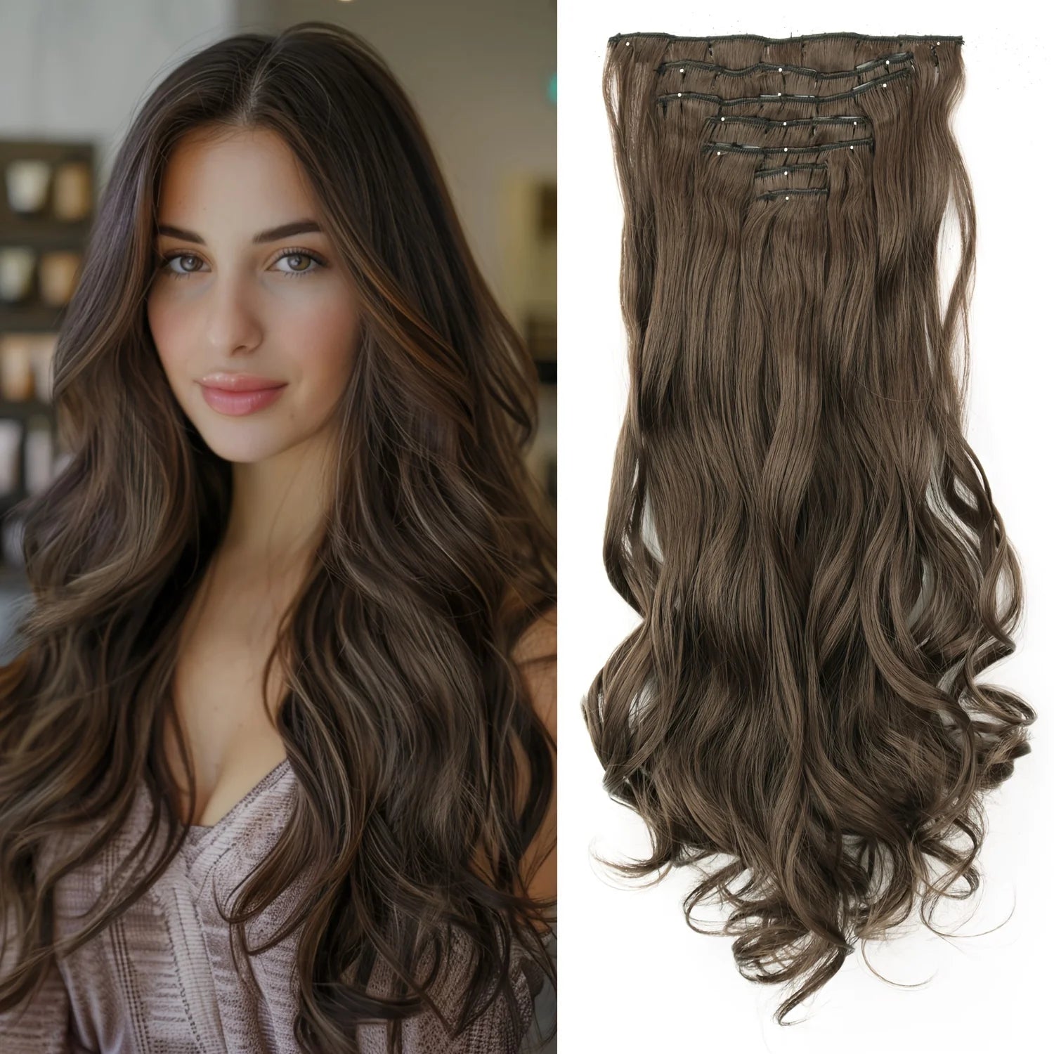 Extensions Clip 7 Pièces Lisses Noires