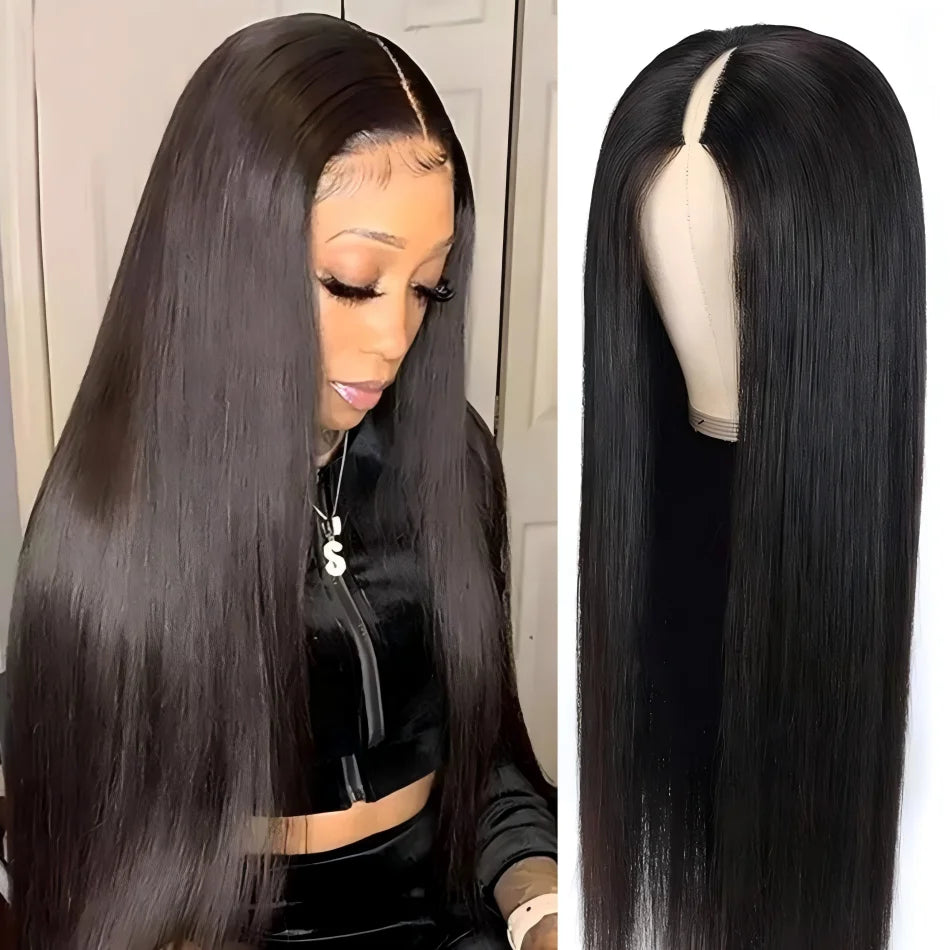 Perruque V Part Cheveux Humains Sans Colle