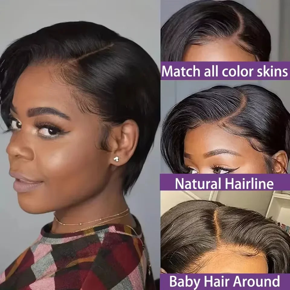 Perruque Pixie Lisse Lace Front Naturelle