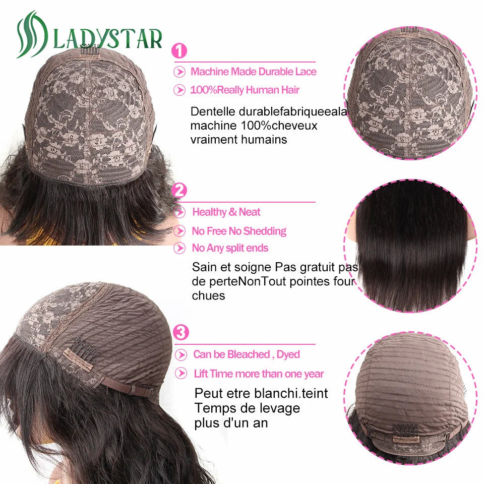 Perruque Lisse Frange Cheveux Naturels sans colle