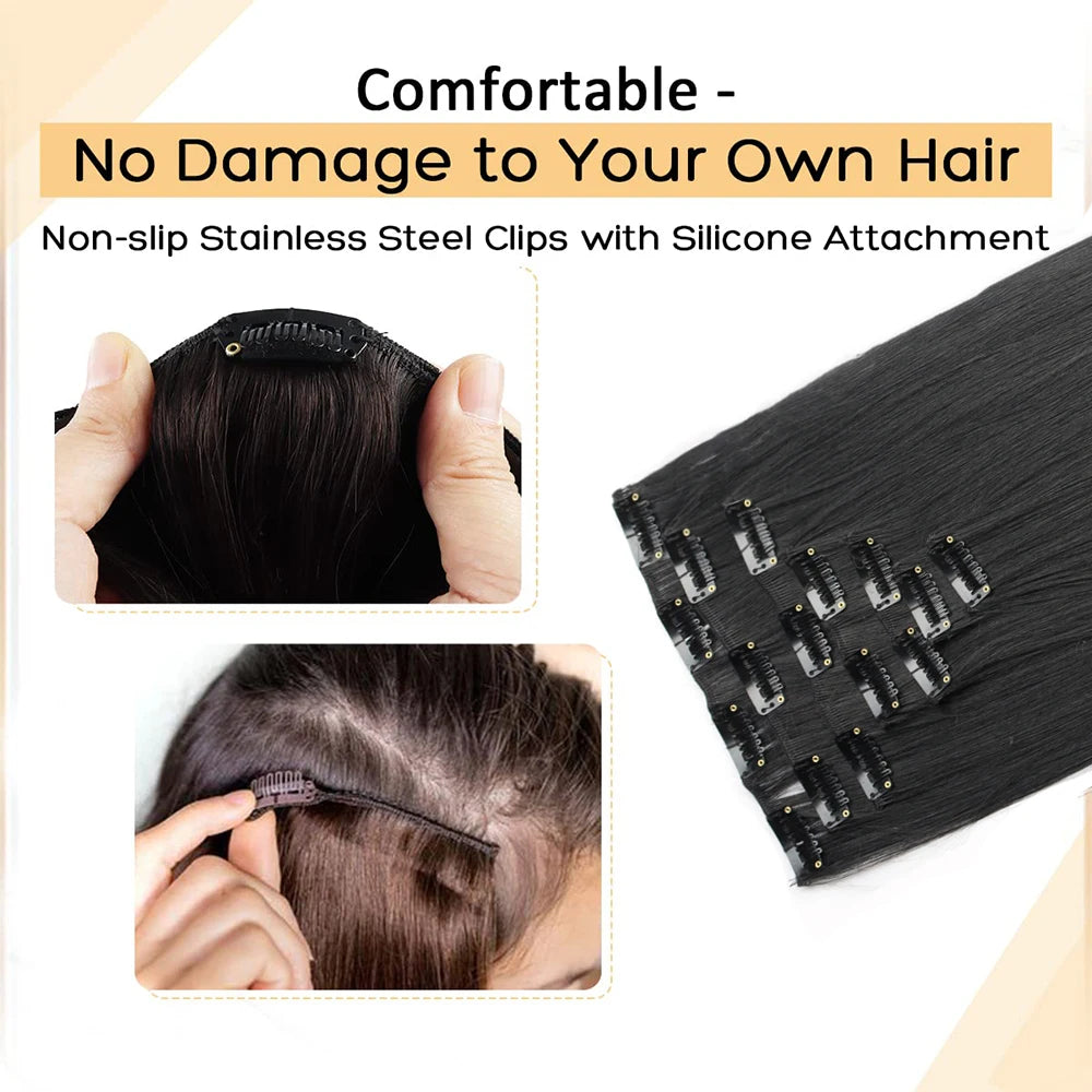 Extensions Clip 7 Pièces Lisses Noires