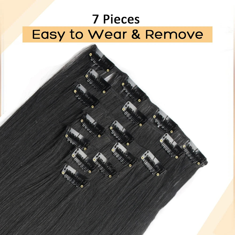 Extensions Clip 7 Pièces Lisses Noires
